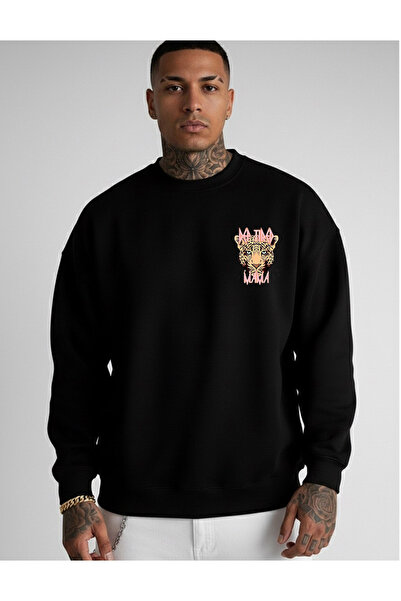 LORVEX Велосипедна комір Oversize Unisex Світшот JAGUAR Принт