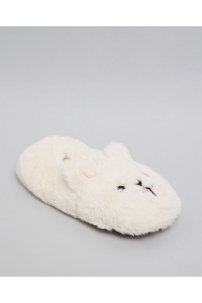 R&B نعال غرفة النوم النسائية ذات الفراء باللون العاجي