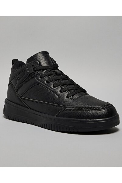 R&B Black Men's Solid High Top Sneakers