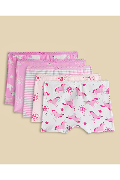 R&B White Women's 5 Pack Printed Boxer Briefs