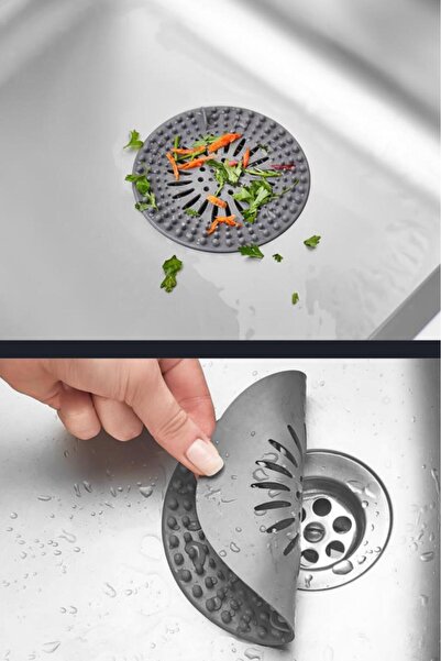 Flora 2’li Lavabo Matı ve Süzgeç Seti, Musluk Sünger Matı + Süzgeçli Banyo Küvet Evye Tıkacı Gider Kapağı