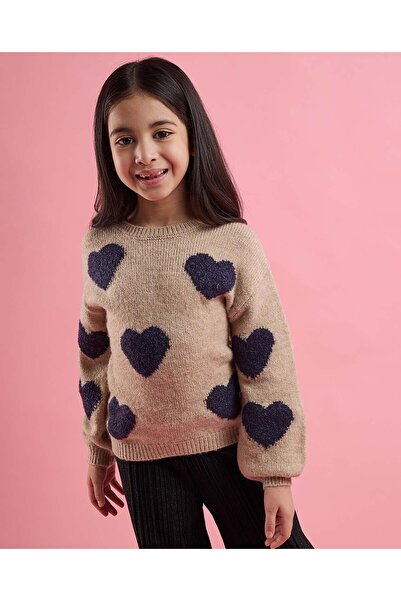 R&B Patterned Sweater with Crew Neck and Long Sleeves
