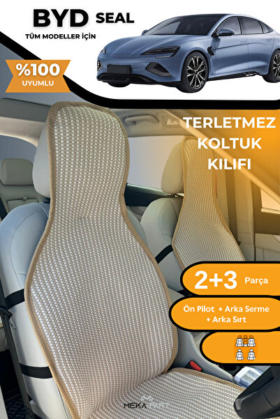 TREND Anti-Sweat Car Seat Protector Cover 100% Cotton 5-Piece Full Set Cream Byd Seal