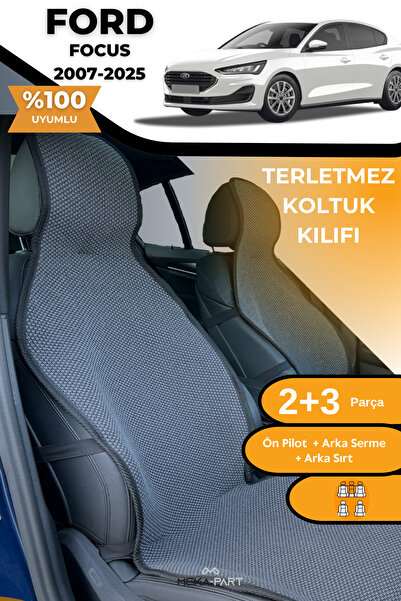 TREND Anti-Sweat Car Seat Protector Cover 100% Cotton 5-Piece Full Set Smoked Ford Focus 2 3 4 5