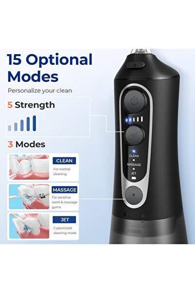 Bitvae C6 Cordless Water Flosser for Teeth & Gums – 5 Modes, 6 Tips, USB Rechargeable, Black