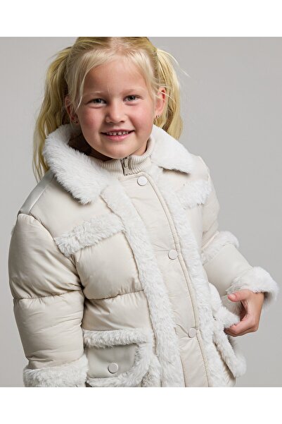 R&B جاكيت مزين بالفرو الصناعي مع ياقة وأكمام طويلة