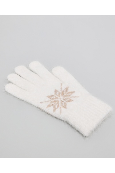 R&B Ivory Women's Patterned Winter Gloves