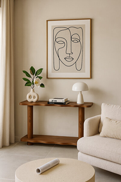 Trihome Masif Ahşap 2 Katlı Dekoratif Dresuar Konsol Lux Modern Minimal 2 Katlı