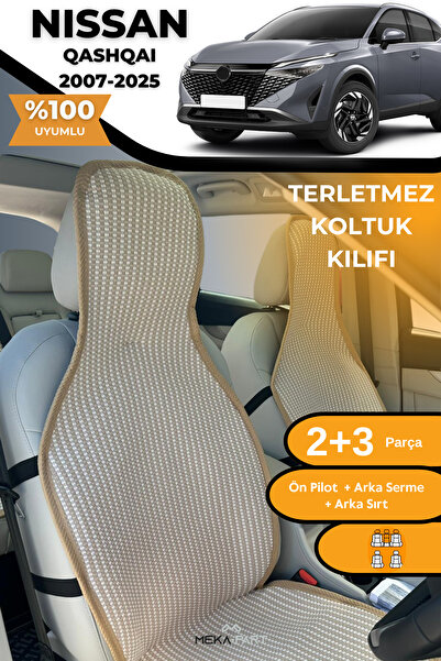 TREND Anti-Sweat Car Seat Protector Cover 100% Cotton 5-Piece Full Set Cream Nissan Qashqai