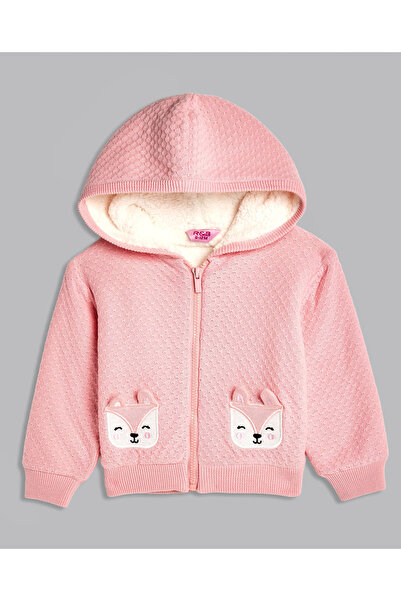 R&B Knitted Hooded Jacket with Long Sleeves