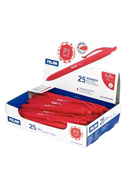Milan Rubber Touch Pen, Color Red, Material Rubberized Plastic, 1 mm Tip, Red Ink, 25 pcs Set