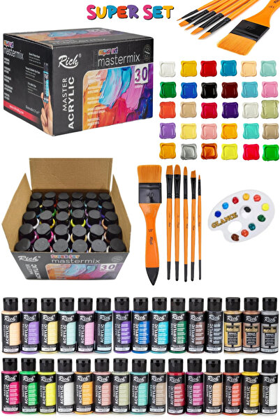GLANCE Rich Mastermix 30x60ml Supermix Akrilik Boya Seti Rich Karma Zemin Fır...
