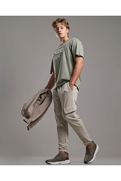 R&B بنطال رياضي سادة مع خصر برباط