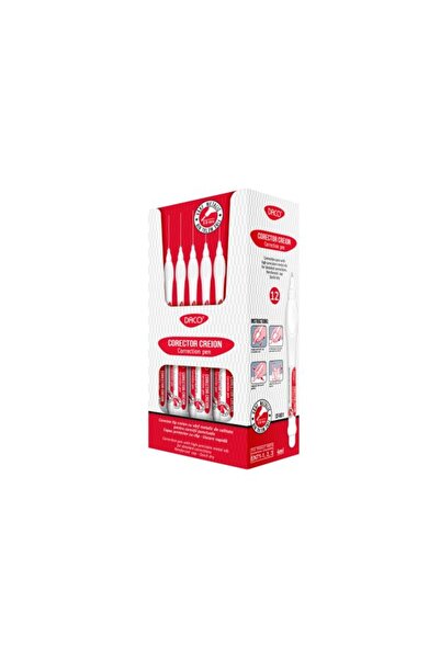 daço Stilou corector, uscare rapidă, capacitate 4 ml, culoare alb, material plastic, tip stilou, set de 12 bucăți