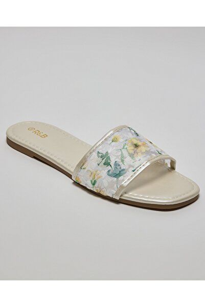 R&B Yellow Women's Embroidered Flat Sandals