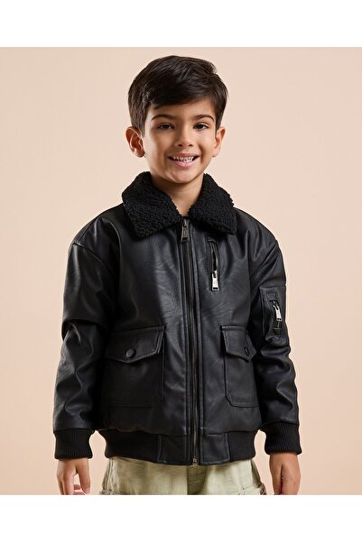 R&B Textured Jacket with Zipper Closure