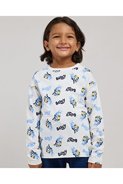 R&B Bluey Printed T-Shirt with Crew Neck and Long Sleeves