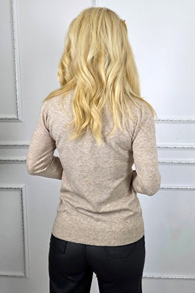 FashionForYou TERA cotton and cashmere sweater, fluffy texture and long sleeves, BEIGE Latte, Size S/M