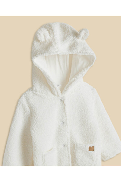 R&B Ivory Boy's Sherpa Hooded Footed Sleepsuit