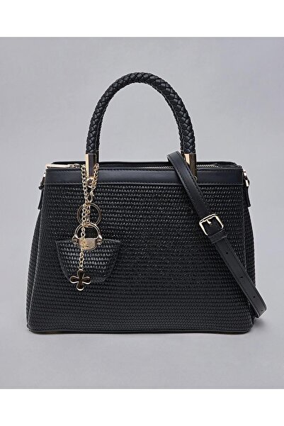 R&B Black Women's Textured Satchel Bag
