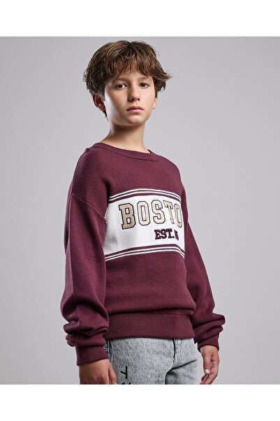 R&B Embroidered Sweater with Crew Neck and Long Sleeves