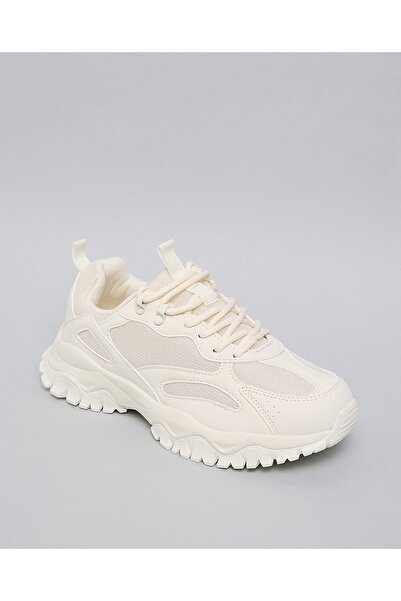 R&B White Women's Solid Chunky Sneakers