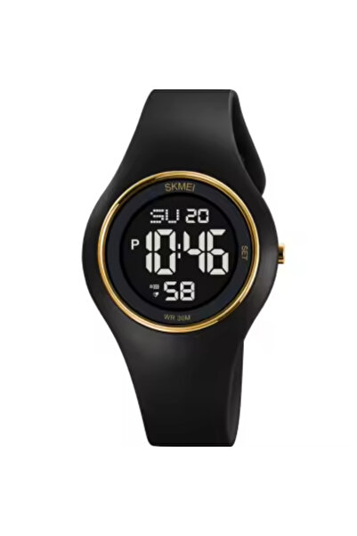 Skmei Ceas de mână bărbătesc cu cronometru digital cu alarmă, sport, casual, la modă, negru, auriu