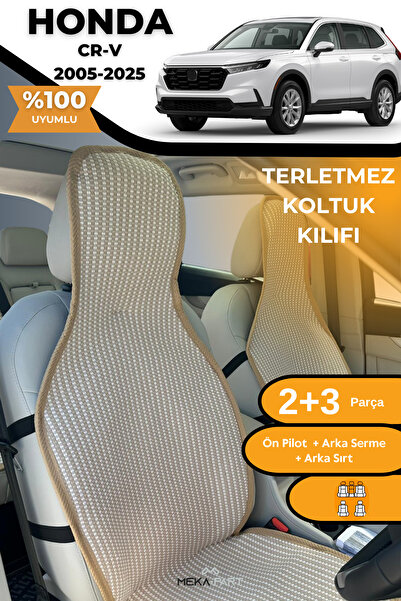 TREND Anti-Sweat Car Seat Protector Cover 100% Cotton 5-Piece Full Set Cream Honda Cr-V