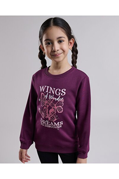 R&B Printed Sweatshirt with Crew Neck and Long Sleeves