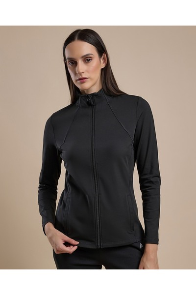 R&B Solid Active Jacket with Zipper Closure