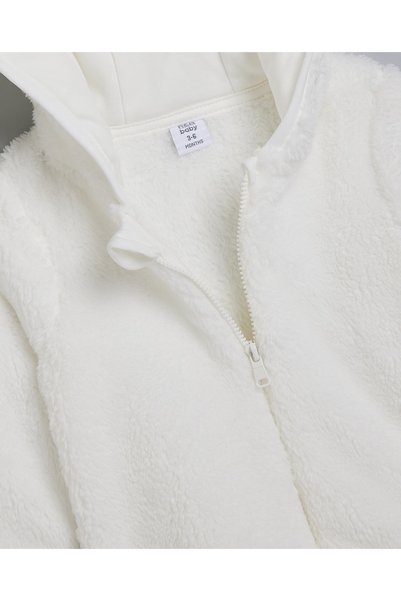 R&B Sherpa Hooded Jacket with Zipper Closure