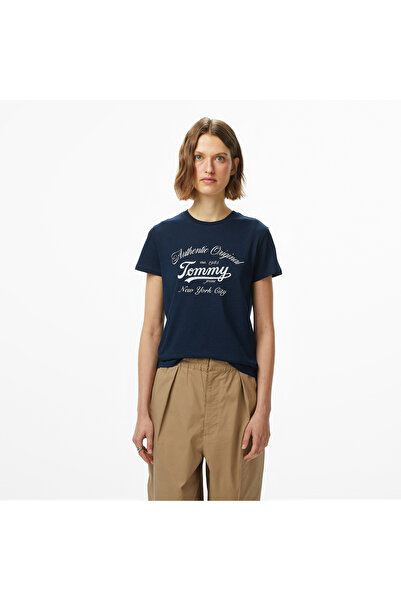 Tommy Hilfiger Tommy Jeans Regular Essential Logo Kadın Lacivert T-Shirt