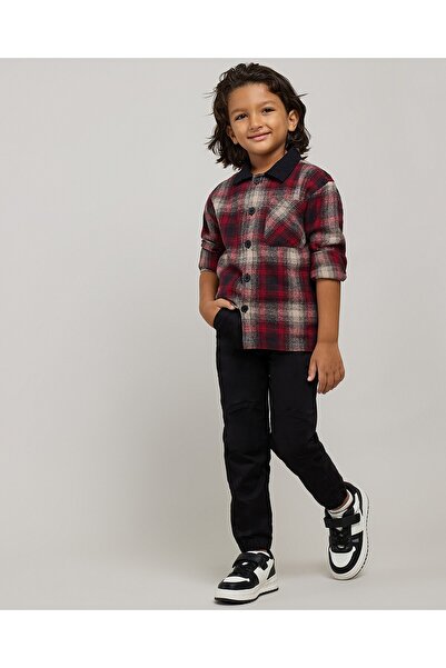 R&B Plaid Shirt with Classic Collar and Long Sleeves