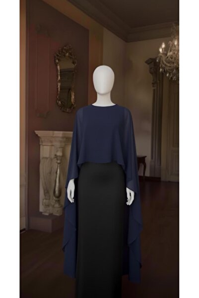 MERİT FASHION Önü Kısa Arkası Uzun Şifon Abiye Pelerin