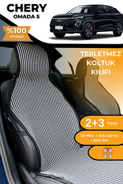 TREND Anti-Sweat Car Seat Protector Cover 100% Cotton 5-Piece Full Set Smoked White Chery Omada 5