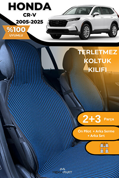 TREND غطاء حماية لمقعد السيارة مضاد للتعرق، 100% قطن، مجموعة كاملة من 5 قطع، أزرق وأسود، لهوندا سي آر-في