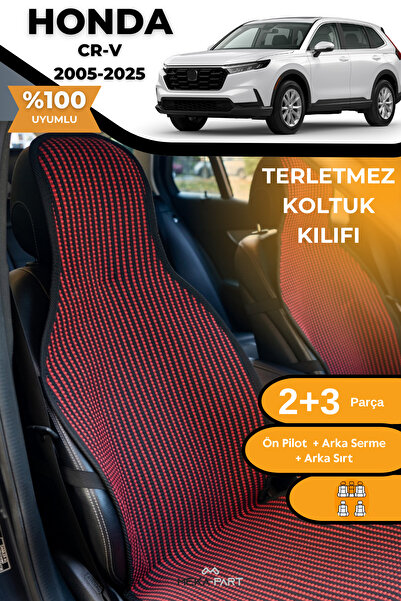 TREND غطاء حماية لمقعد السيارة مضاد للتعرق، 100% قطن، مجموعة كاملة من 5 قطع، أحمر وأسود، لهوندا سي آر-في