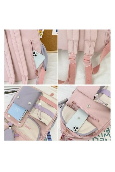 OEM Detský batoh, vodeodolný, viacero vreciek, priedušný materiál, 30 x 11 x 42 cm, zelený