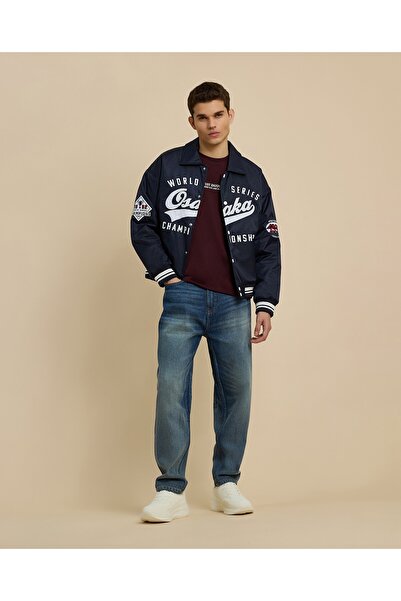 R&B Faded Relaxed Fit Jeans with Button Closure