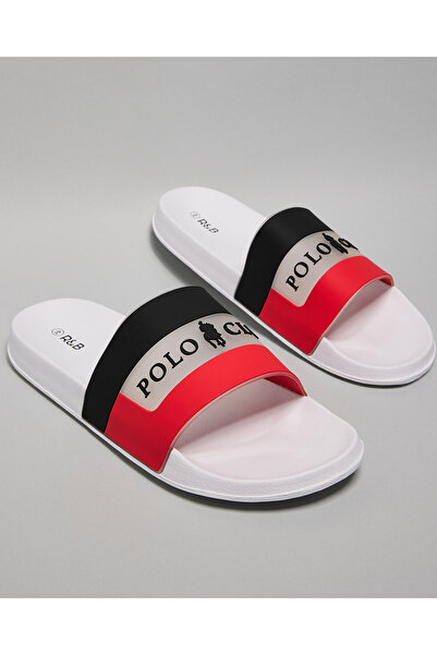 R&B White Men's White Men's's Color Block Slides