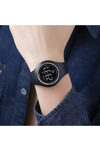 Skmei Ceas de mână bărbătesc cu cronometru digital cu alarmă, sport, casual, la modă, negru, auriu