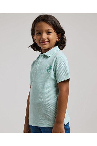 R&B Textured Polo T-Shirt with Short Sleeves