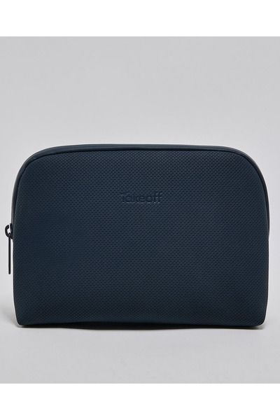 R&B Dark Blue Women's Textured Toiletry Pouch