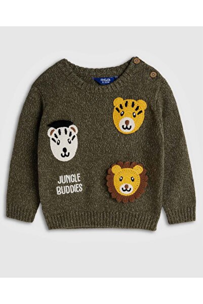 R&B Embroidered Sweater with Crew Neck and Long Sleeves