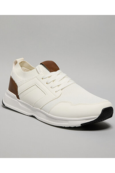 R&B Ivory Men's Color Block Lace Up Sneakers