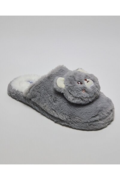 R&B نعال غرفة النوم النسائية المزخرفة باللون الرمادي