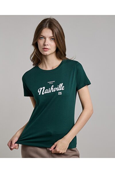 R&B تي شيرت مطبوع برقبة دائرية وأكمام قصيرة