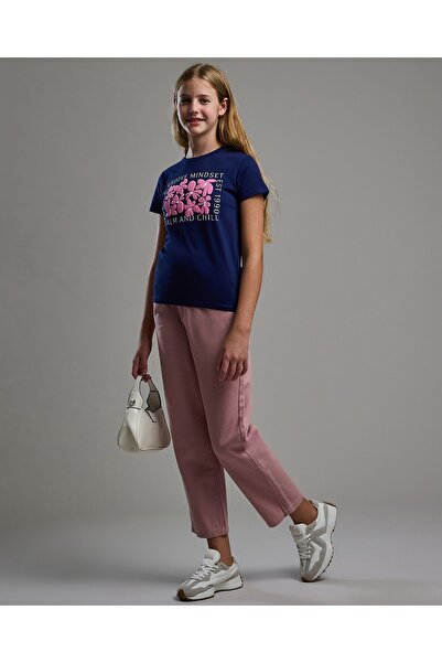 R&B بنطلون منسوج سادة مع زر للإغلاق