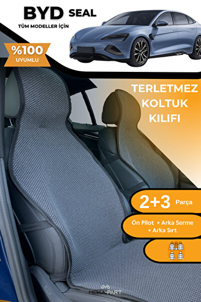 TREND غطاء حماية لمقعد السيارة مضاد للتعرق، 100% قطن، مجموعة كاملة من 5 قطع، مدخن لسيارة BYD Seal