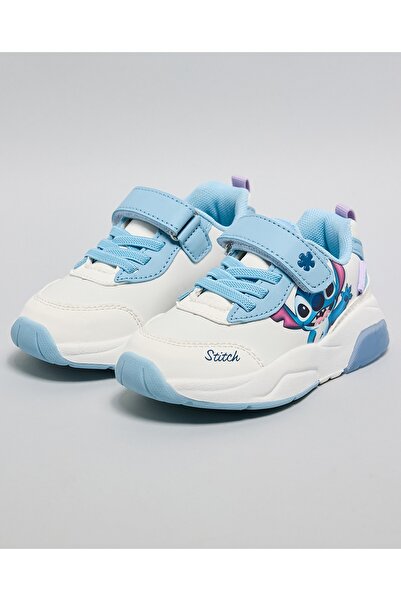 R&B White Girl's Stitch Print Velcro Sneakers